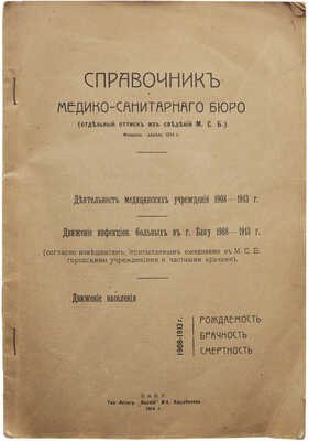 Деятельность медицинских учреждений 1908-1913 г... Баку: Типо- литог. «Каспий», 1914.